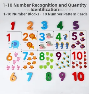 Jeu éducatif de chiffres en bois et cartes d'animaux pour l'apprentissage des maths