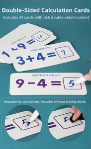 Détail de 33 cartes mathématiques effaçables recto-verso pour addition et soustraction