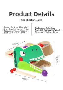 Detailed specs of dinosaur wooden xylophone pounding toy measuring 23x15.5x12cm