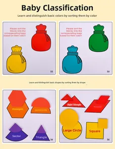 Educational sorting game diagram showing color and geometric shape classification cards