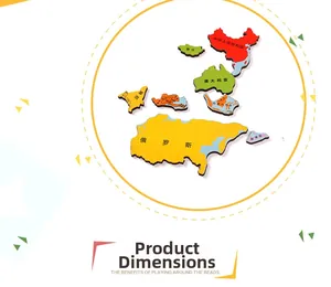 Detailed view of colorful wooden world map puzzle pieces for children education