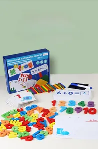 Ensemble détaillé de jouets éducatifs 2-en-1 en bois pour l'orthographe et le calcul