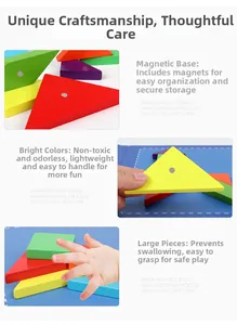 Macro detail of large magnetic wooden puzzle blocks with anti-swallow safety design
