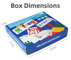 Détail de l'emballage du jeu éducatif 2-en-1 coloré pour l'orthographe et les mathématiques