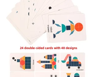 Dettaglio di 24 carte fronte-retro con 48 motivi geometrici per puzzle per bambini