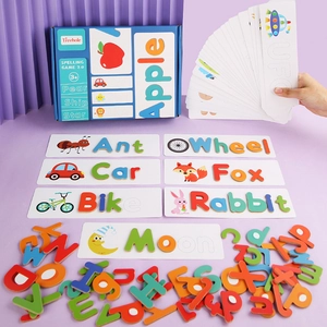 Wooden Alphabet Learning Puzzle For Kids Early Educational English Word Matching Cards Preschool Language啟蒙 Toy