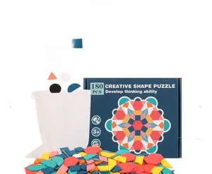 Set puzzle geometrico in legno da 180 pezzi con custodia e scatola di imballaggio