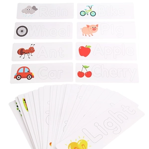Educational wooden word spelling puzzle toy with colorful alphabet flashcards for kids