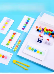 Detail of color sorting tubes with tweezers for kids fine motor skills training set