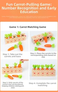 Educational wooden carrot harvest game base with numbered holes for Montessori learning