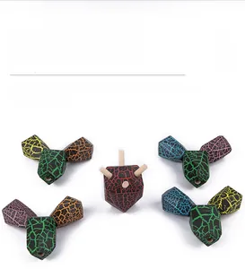 Detailed view of colorful wooden cactus building blocks with crackle finish for DIY play