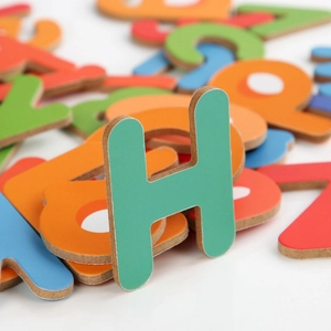 Colorful 3D wooden alphabet puzzle blocks for kids early learning and word spelling