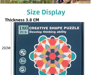 Specifiche dettagliate delle dimensioni per il puzzle geometrico in legno da 180 pezzi