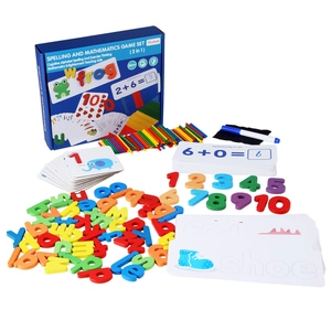 Jeu éducatif 2-en-1 en bois avec lettres, chiffres et bâtons de comptage colorés