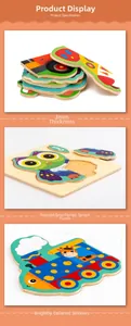 Detailed view of 3mm thick wooden animal puzzle with groove design for toddler learning