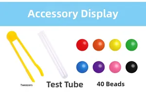 Set of tweezers, clear test tube and 40 colorful beads for kids fine motor skills training