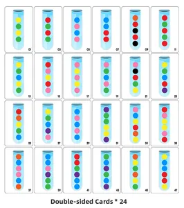 Set of 24 double-sided color logic task cards for tube sorting and fine motor skills