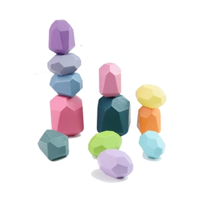 Colorful wooden stacking stones set for children balancing blocks educational toy