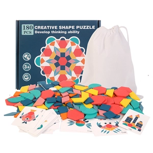 Set di puzzle geometrici creativi in legno da 180 pezzi per l'apprendimento educativo