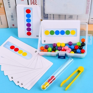 Wooden Educational Toy Kids Fine Motor Skills Training Color Sorting Clip Beads Montessori Toy Set For Toddlers