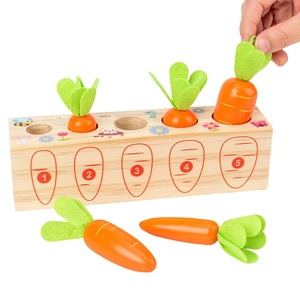 Montessori wooden carrot harvest game toy with numbered base for children's counting education
