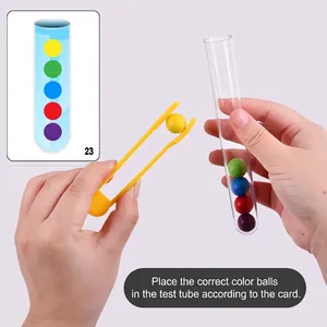 Educational test tube toy with tweezers and colorful balls for fine motor skills training