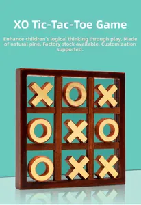 Detailed macro view showing natural pine wood texture and engraved X and O game pieces