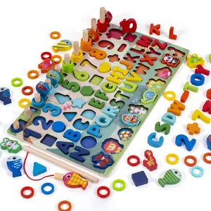 Wooden Montessori Busy Board Toddler Alphabet Number Counting Fishing Game Forest Animal Early Learning Educational Toy