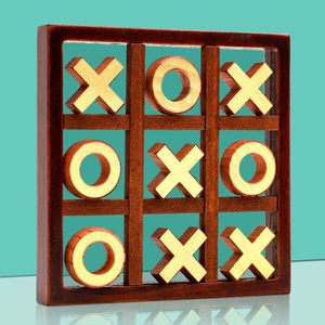 Classic Wooden Tic-Tac-Toe Board Game Pine Wood Educational XO Chess Toy For Family Tabletop Interaction Kids Game