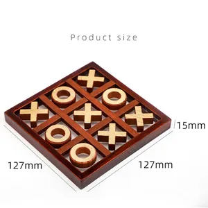 Classic wooden Tic-Tac-Toe board game for kids with X and O pieces 127mm size