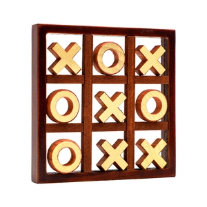 Classic wooden Tic-Tac-Toe board game with X and O pieces for kids and family fun