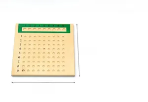 Detailed overhead dimension view of a 22.5cm wooden math multiplication board toy