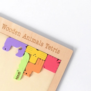 Creative wooden animal tetris puzzle for kids early education and motor skills