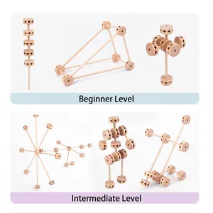DIY wooden building rods and balls construction set for creative stem learning and play