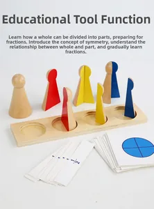 Vue macro des poupées de fractions en bois Montessori pour l'apprentissage des maths