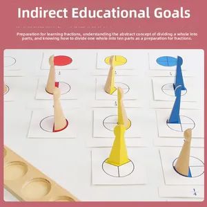 Détails de jouets mathématiques Montessori en bois avec fractions et pions colorés