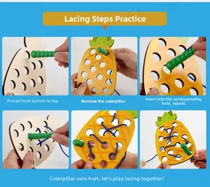 Step-by-step guide for wooden pineapple threading toy to enhance motor skills