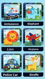 Lot de 6 puzzles en bois animaux et véhicules pour l'éveil et la motricité des enfants