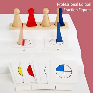 Poupées de fractions en bois éducatives avec cartes pour apprendre les maths Montessori