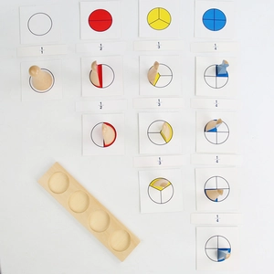 Jeu éducatif Montessori en bois pour apprendre les fractions avec base ronde