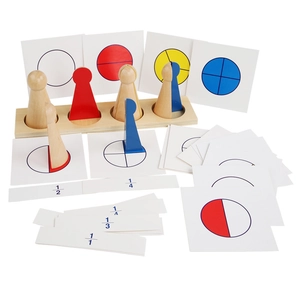 Blocs de fractions éducatifs en bois et ensemble d'outils mathématiques pour l'apprentissage