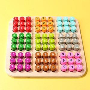 Colorful wooden Sudoku puzzle board game for children math training and logic skills