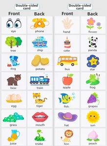 Double-sided magnetic English spelling cards with cartoon illustrations for toddlers