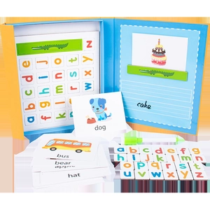 Educational Magnetic English Spelling Game For Kids 3-6 Alphabet Word Puzzle Toy With Letter Magnets And Double Sided Cards