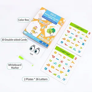 Magnetic spelling game for kids with 30 cards and 52 letters for preschool learning