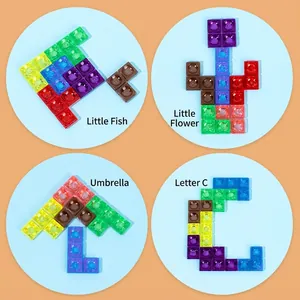 Puzzle magnétique 3D pour enfants avec formes créatives de poisson fleur et parapluie