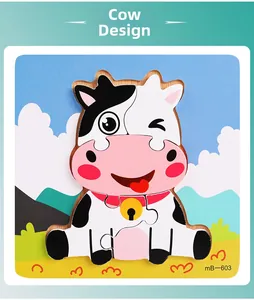 Détail du puzzle en bois vache avec pièces lisses et numéro d'article MB-603