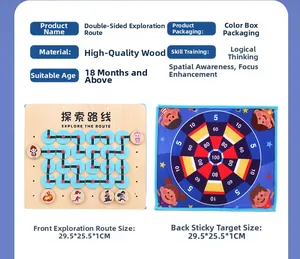 Doppelseitiges Holzlabyrinth und Dartspiel für frühkindliches sensorisches Training
