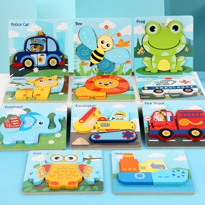Puzzle 3D en Bois Animaux Véhicules Jouet Éducatif pour Tout-petits Développement Précoce Jeu Cognitif Enfants