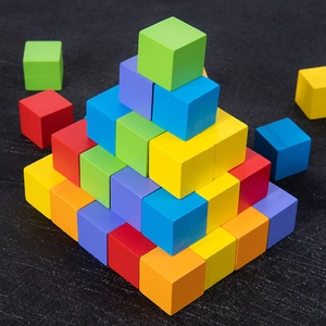 60Pcs Colorful Wooden Building Blocks Cubic Geometric Math Logic Thinking Training Educational Toys For Kids Early Learning